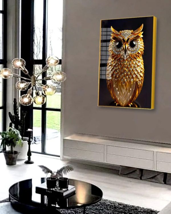 Beautiful Golden Owl Canvas Wall Painting Fashion