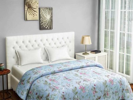 Midas Monalisa Blue Floral Cotton Double Bed Size Quilt | 100 x 90 inches Hot on Sale