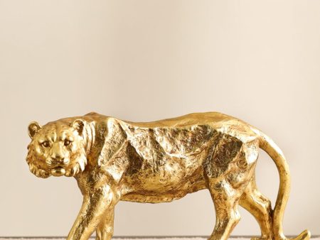 Elegant Resin Gold Tiger Figurine | 5 x 12 x 5 inches For Discount