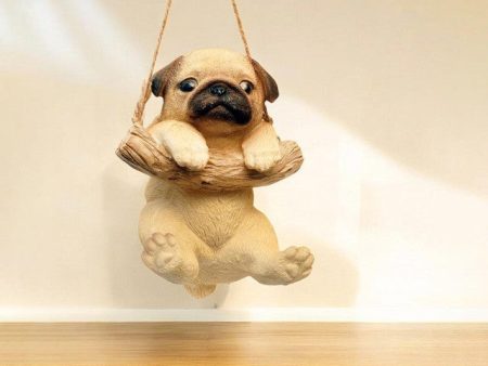 Wall Hanging Cute Pug Polyresin Figurine | 6 x 5 x 4 inches Cheap