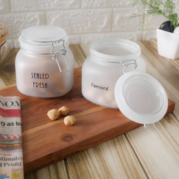 Stylish Frosted Clear Glass Jar With Lid | 5 x 5 x 5 inches | 750ml Supply