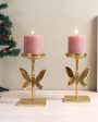 Elegant Golden Butterfly Design Candle Stand | Set of 2 | 3 x 8 inches Hot on Sale