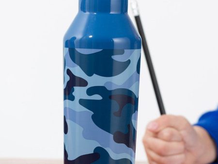 Blue Kids Camouflage Stainless Bottle | 600ML Online Sale