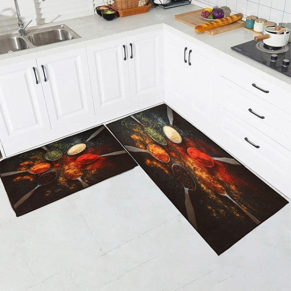 Splashing Spices Nylon Kitchen Floor Mats | Set of 2 Online Sale