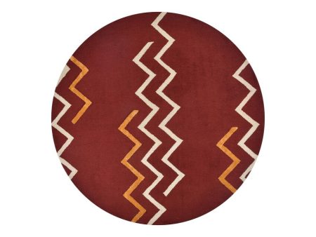 Beautiful Red Shade Hand-Tufted Wool  Round Shape Rug Online