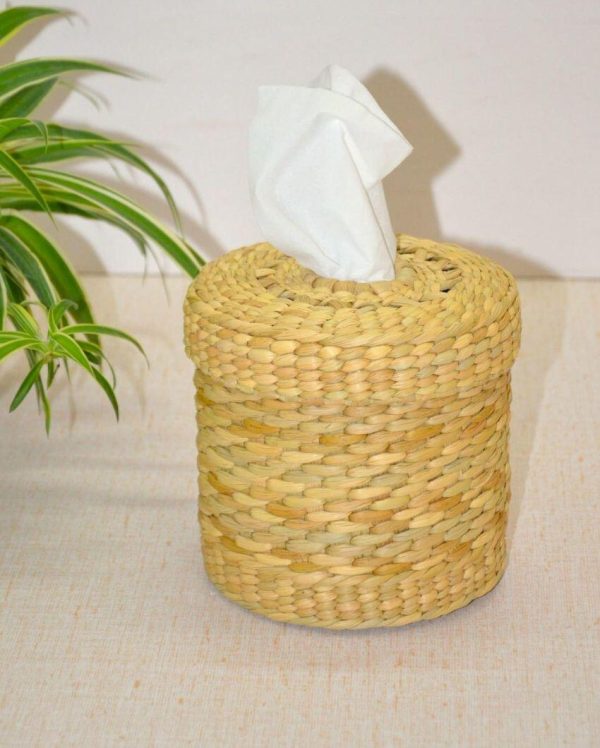 Rustic Beige Kauna Round Tissue Box | 5 x 5 inches Cheap