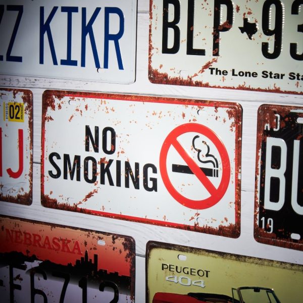 No Smoking White Number Plates Wall Sign | 6 x 1 x 12 inches Online Hot Sale