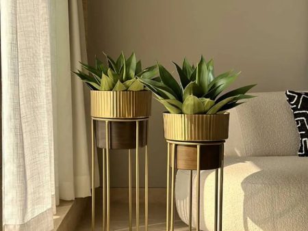 Brooklyn Fluted Gold Planter | Set Of 2 Sale