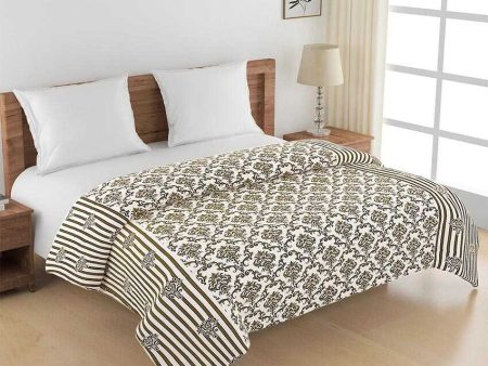 Veda Brown Motif Cotton Double Bed Size Quilt | 100 x 90 inches Fashion