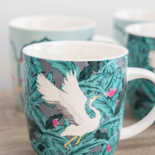 KitchenCraft Barrel Mug Set Exotic Crane | Set of 4 | 1.5 x 2.8 inches Online now