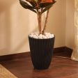 Stylish Charcoal Planter With Ribbed Texture Without Plant | 12 x 14 inches Fashion