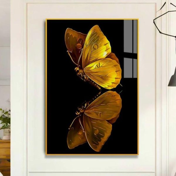 Beautiful Golden Butterfly Canvas Wall Painting Online