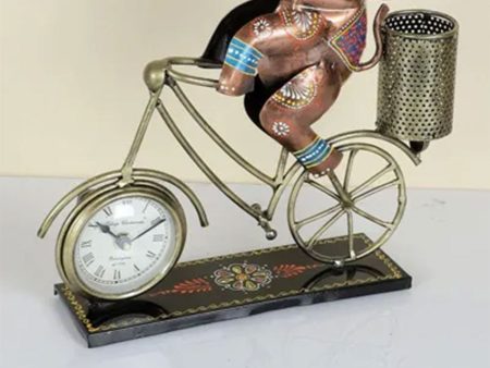 Cyclic Elephant Clock with Pen Holder | 11 x 3 inches For Sale