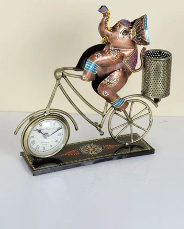 Cyclic Elephant Clock with Pen Holder | 11 x 3 inches For Sale