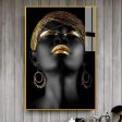 Black & Gold African Woman Canvas Wall Painting For Discount