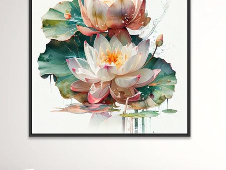 Vibrant Lotus Flower Canvas Framed Wall Paintings Fashion