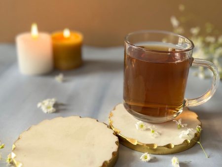 Ageless Round White Marble Coasters | Set of 2 , Set of 4 | 4 inches For Discount