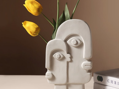 Double Face Abstract Ceramic Vase | 6 x 10 inches For Sale