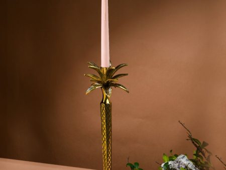 Pure Brass 1 Palm Tree Candle Stand With 4 Tapered Candles Supply