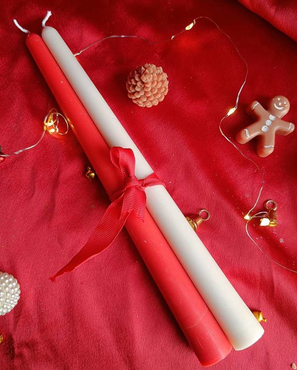 Holiday Christmas Taper Pillar Candles | Set of 2 | 2 x 10 inches Cheap