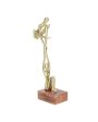 Dual Gold Human Figurine Sculpture | 5 x 7 x 17 inches For Discount