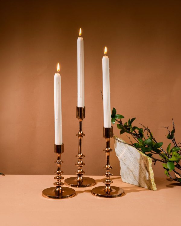 Radiance Metal Pillar Candle Stands | Set Of 3 Discount