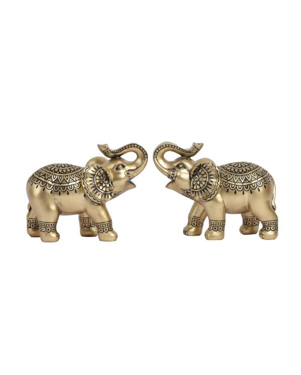 Chic Ornate Resin Elephant Figurines | Set of 2 | 2 x 3 x 5 inches on Sale