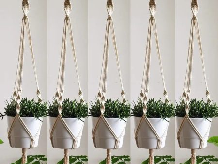 Ivory Macrame Plant Hangers | Set of 5 Online Hot Sale