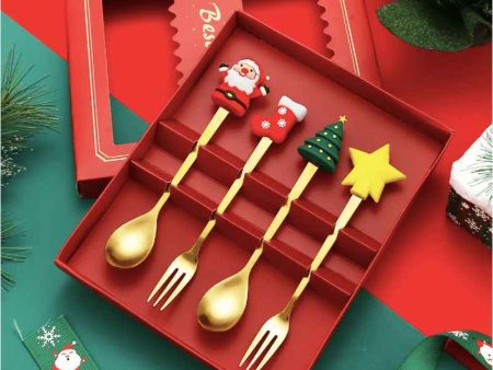 Christmas  Forks & Spoons | Set of 4 on Sale