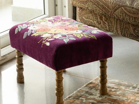 Devan Wine Ottoman Stool | 35 x 50 x 35 cm   14 x 20 x 14 inches For Sale