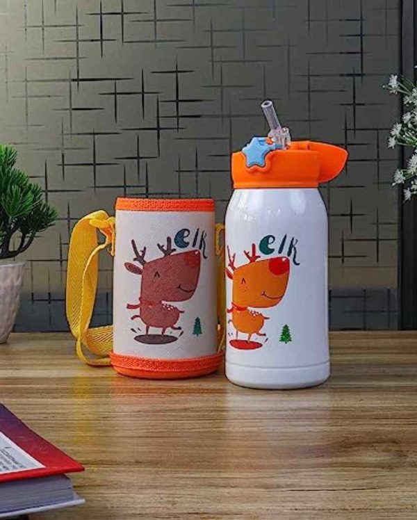 Elk Design Hot & Cold Stainless Steel Bottle With Bag | 550 ML For Sale