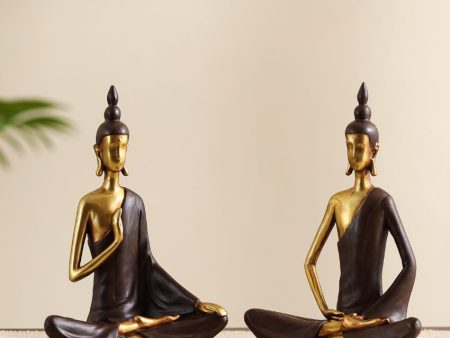 Golden Resin Buddha Showpieces | Set of 2 | 3 x 6 x 7 inches For Cheap