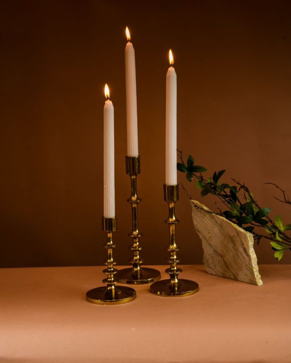 Radiance Metal Pillar Candle Stands | Set Of 3 Discount