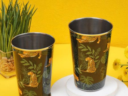 Wild Jungle Print Stainless Steel Tumblers | Set of 2 | 3 x 5 inches Supply