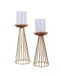 Durable Metal & Wood Candle Stand | Set Of 2 Sale