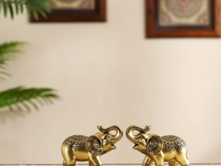 Chic Ornate Resin Elephant Figurines | Set of 2 | 2 x 3 x 5 inches on Sale