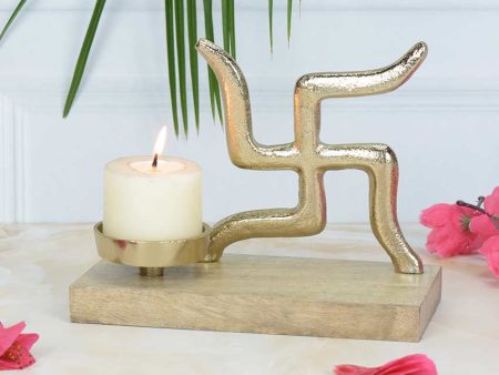 Swastik Traditional Festive Candle Holder | 7 x 4 x 6 inches Online Hot Sale