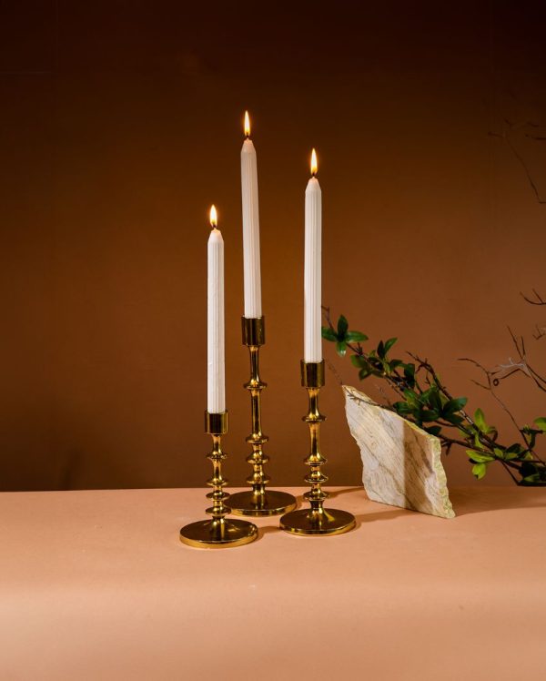 Radiance Metal Pillar Candle Stands | Set Of 3 Discount