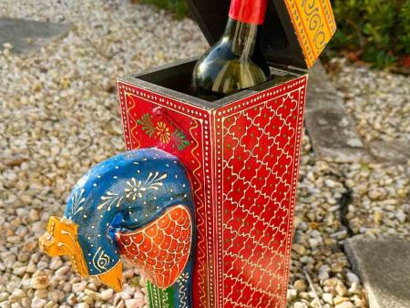 Peacock Majestic Feathered Bottle Holder |5 x 14 inches For Discount