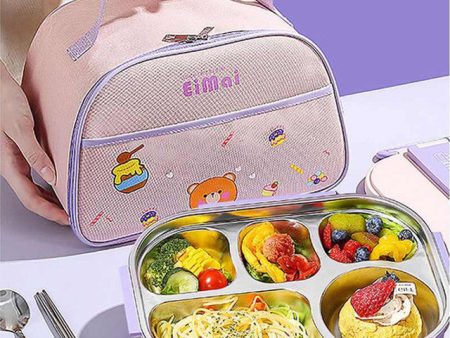 Purple Teddy Stainless Steel Lunch Box With Insulated Matching Lunch Bag For Kids & Adults | 1500 ml Online Hot Sale