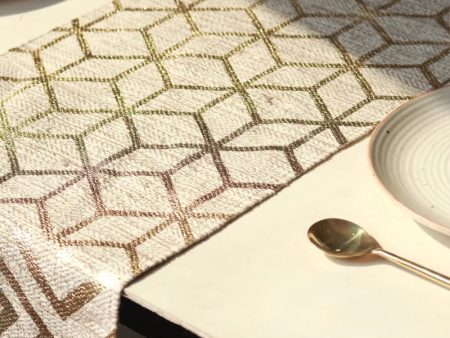 Cotton Foil Geometrical Printed Table Runner With Tassles | 54 x 14  inches Discount