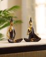 Golden Resin Buddha Showpieces | Set of 2 | 3 x 6 x 7 inches For Cheap