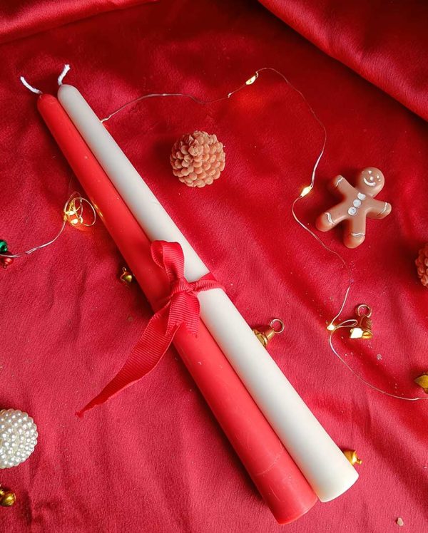 Holiday Christmas Taper Pillar Candles | Set of 2 | 2 x 10 inches Cheap