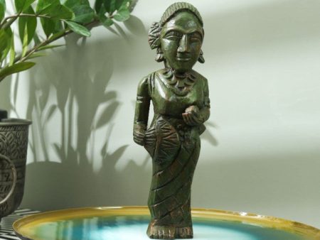 Timeless Elegance in Lacquered Bronze and Neem Wood Masterpiece Figurine | 4 x 3 x 13 inches Hot on Sale