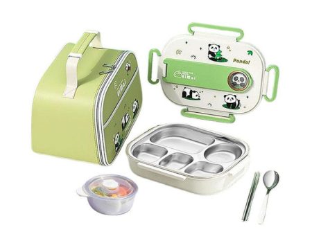 2D Panda Stainless Steel Lunch Box Set With Insulated Matching Lunch Bag For Kids & Adults | 1500 ml Hot on Sale