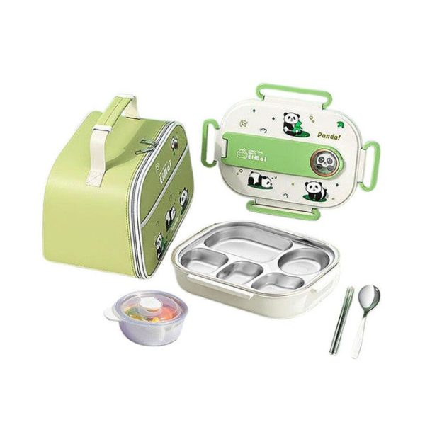 2D Panda Stainless Steel Lunch Box Set With Insulated Matching Lunch Bag For Kids & Adults | 1500 ml Hot on Sale