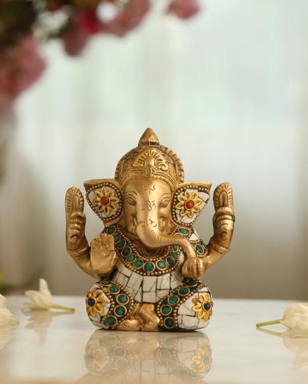 Ganesha In White Stone Showpiece For Cheap