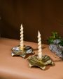 Elysian Golden & Silver Lotus Metal Candle Stands | Set Of 2 Online now