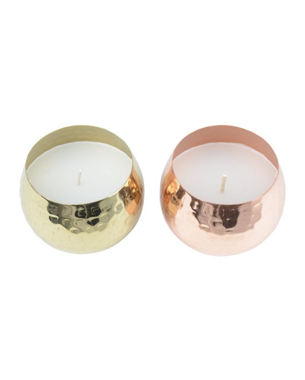 Amber Glow Scented Ambiance Metal Candle Jar Set | Pack of 2 | 7.6 x 7.6 cm   3 x 3 inches For Discount