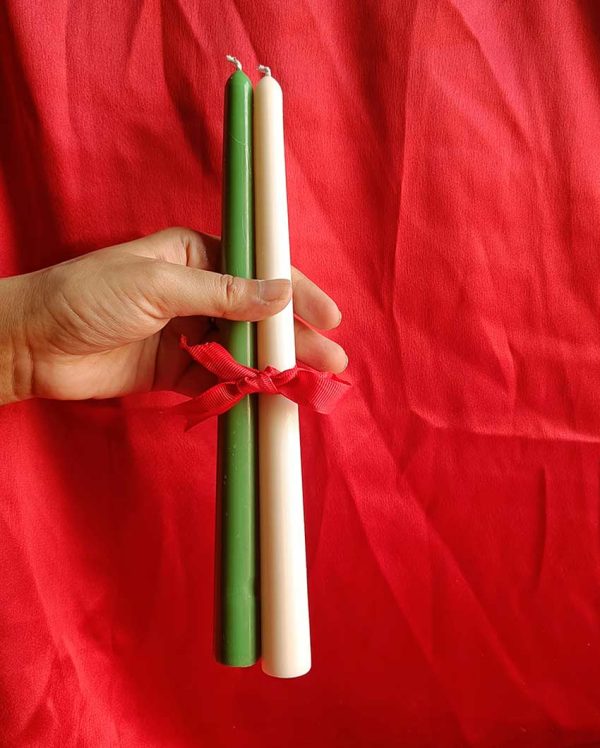 Holiday Christmas Taper Pillar Candles | Set of 2 | 2 x 10 inches Cheap